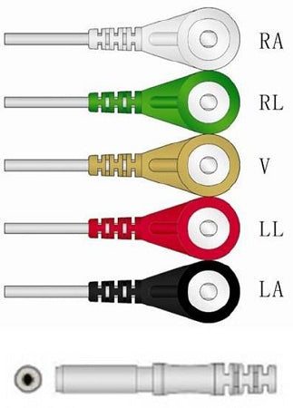 Sage Services Group Sage Services ECG Leadset DIN 5-Lead, Snap, Unshielded, 0.9m - L11-05-29S