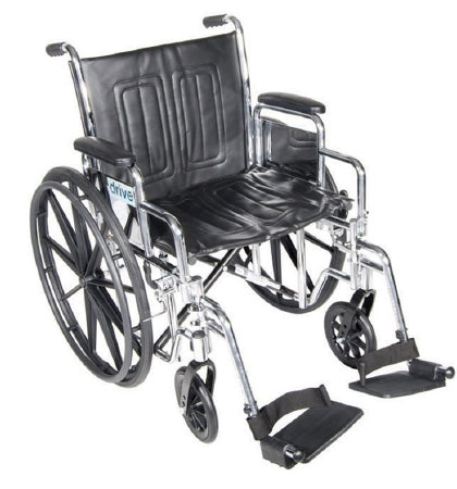 Drive Medical Chrome Sport Wheelchair Dual Axle Desk Length Arm Padded, Removable Arm Style Mag Wheel Black 20 Inch Seat Width 350 lbs. Weight Capacity - CS20DDA-ELR