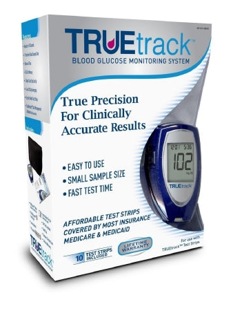 Nipro Diagnostics Truetrack Blood Glucose Meter TRUEtrack 10 Seconds Stores Up To 365 Results Code Chip - A4H01-81