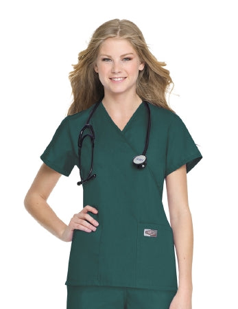 Landau Uniforms - Scrub Shirt Medium Hunter Green 2 Pockets Short Sleeve Female - 70224HUNTERMEDIUM