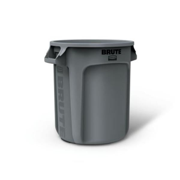 Rubbermaid Can Trash Brute Rsn 10Gal Integrated Cinches Vnt/Rnd Hndl Gray Round 6/Ca - FG261000GRAY