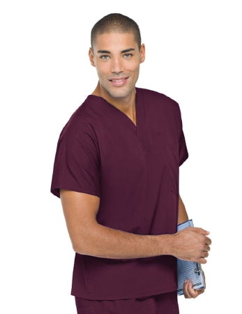Landau Uniforms Scrub Shirt 4X-Large Wine 1 Pocket Short Sleeves Unisex - 71221WINE4XL
