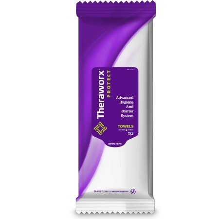 Theraworx Protect Advanced Hygiene Barrier System - Rinse-Free Bath Wipe Individual Packet Cocamidopropyl Betaine Lavender Scent 2 Count - SCP-8802