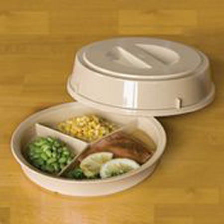 Patterson Medical Supply Partitioned Scoop Dish Beige Reusable Polycarbonate 8-1/2 Inch Diameter - 81518976
