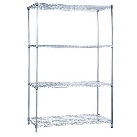 R & B Wire Products Wire Shelving Unit 4 Shelves Adjustable Chrome-Plated - SU244872