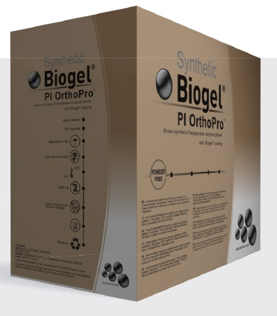 Biogel PI OrthoPro - Surgical Glove Size 8.5 Sterile Pair Polyisoprene Extended Cuff Length Smooth Brown Not Chemo Approved - 47685
