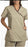 Fashion Seal Uniforms Scrub Shirt Medium Tan / Chocolate 2 Pockets Short Set-In Sleeves Female - 7007