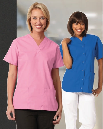 Fashion Seal Uniforms Scrub Shirt Medium Pewter 2 Pockets Short Set-In Sleeves Female - 7239-MED