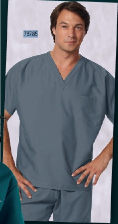 Fashion Seal Uniforms Scrub Shirt 2X-Large Pewter 1 Pocket Short Cap Sleeves Unisex - 78785-2XLG