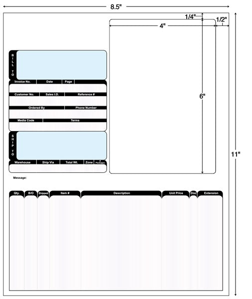 Tabbies Integrated Label Forms - 6"W x 4"H, 1500 per Case - 59917
