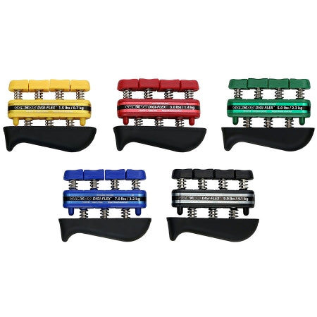 Cando Digi-Flex - Hand / Finger Exerciser Set CanDo Digi-Flex Yellow / Red / Green / Blue / Black X-Light to X-Heavy Resistance - 10-0745
