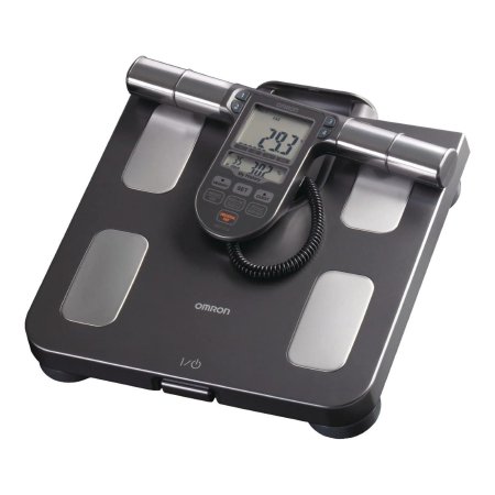 Omron - Total Body Composition Analyzer Stand On OMRON LCD Display 330 lbs. Black / Silver - HBF-514C