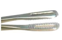 MedGyn - Obstetrical Forceps Stubblefield 15 Inch Surgical Grade Stainless Steel NonSterile NonLocking Finger Ring Handle Slightly Curved 14 mm Serrated Fenestrated Oval Jaws - 031144