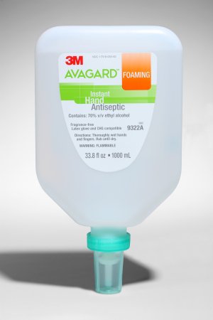 3M Avagard Hand Sanitizer 1,000 mL Ethyl Alcohol Foaming Pump Bottle - 9322A 5 Per Case