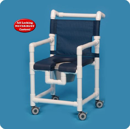 IPU - Commode / Shower Chair ipu Fixed Arm PVC Frame Mesh Back - SC720PG