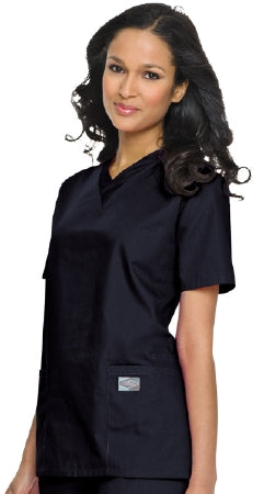 Landau Uniforms Scrub Shirt Large Navy Blue 3 Pockets Short Set-In Sleeves Female - 70221NAVYLG