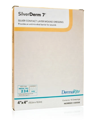 DermaRite Industries SilverDerm7 Silver Contact Dressing 4 X 4 Inch Square Sterile - 00550E