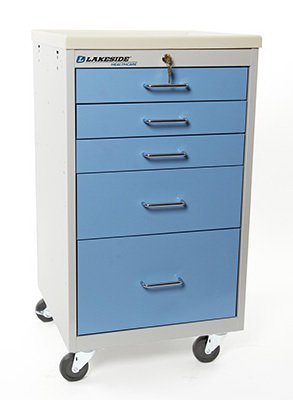 Lakeside Manufacturing - Medication Cart Steel 18 X 18-1/2 X 34 Inch Slate Blue 1 Drawer, 6 Inch / 3 Drawers, 3 Inch / 1 Drawer, 9 Inch - SM-524-K-2SB