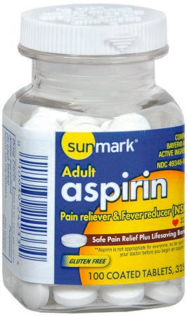 McKesson sunmark Pain Relief 325 mg Strength Aspirin Tablet 100 per Bottle - 49348000110