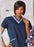 Fashion Seal Uniforms - Scrub Shirt Small Ceil Blue / Navy 2 Pockets Short Set-In Sleeve Female - 7578-S