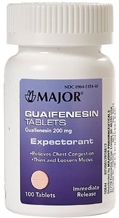 Major Pharmaceuticals Major Cold and Cough Relief 200 mg Strength Tablet 100 per Bottle - 904515460