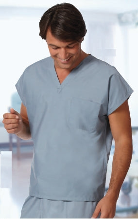 Fashion Seal Uniforms Scrub Shirt X-Small Ceil Blue 1 Pocket Short Cap Sleeves Unisex - 6792-XS