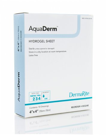 DermaRite Industries AquaDerm Hydrogel Sheet 4 X 4 Inch Square Sterile - 00324E