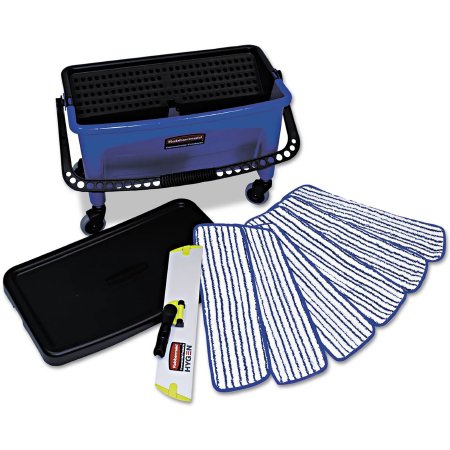 Rubbermaid Commercial - Wet Finish Mop Kit Blue / Black / White Microfiber NonSterile - RCPQ050