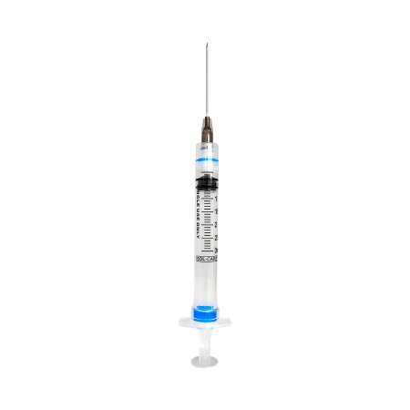 Sol-Care - Syringe with Hypodermic Needle 3 mL 22 Gauge 1-1/2 Inch Regular Wall Retractable Safety Needle - 100076IM