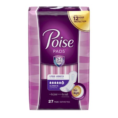 Kimberly Clark Poise Bladder Control Pad 15.9 Inch Length Heavy Absorbency Absorb-Loc One Size Fits Most Female Disposable - 33593