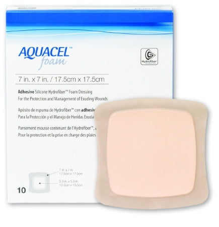 Convatec Aquacel Silicone Foam Dressing 7 X 7 Inch Square Silicone Adhesive with Border Sterile - 420621
