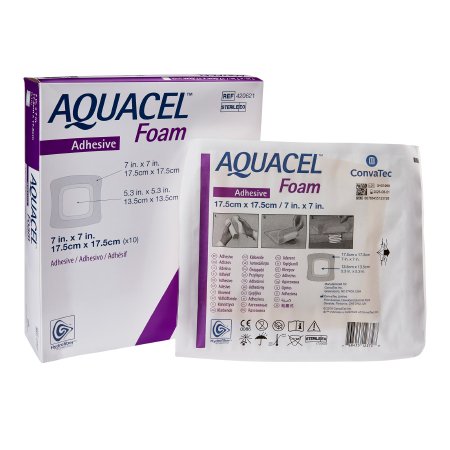 Aquacel - Silicone Foam Dressing 7 X 7 Inch Square Silicone Adhesive with Border Sterile - 420621