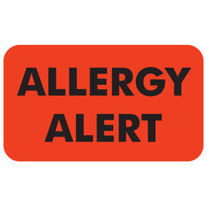 Tabbies Allergy Labels, "Allergy Alert" Fluorescent Red - 1-1/2"W x 7/8"H, 250  per Roll - MAP4930