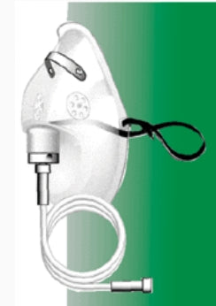 Mada Medical Products Oxygen Mask Elongated Style Adult User One Size Fits Most Adjustable Elastic Head Strap - 1327