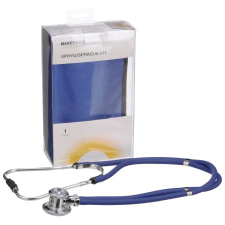 McKesson Brand - Aneroid Sphygmomanometer Combo Kit Pocket Style Hand Held Size 11 Nylon Cuff 22 Inch Stethoscope Tube Sprague Rappaport Stethoscope - 01-768-641-11ARBGM