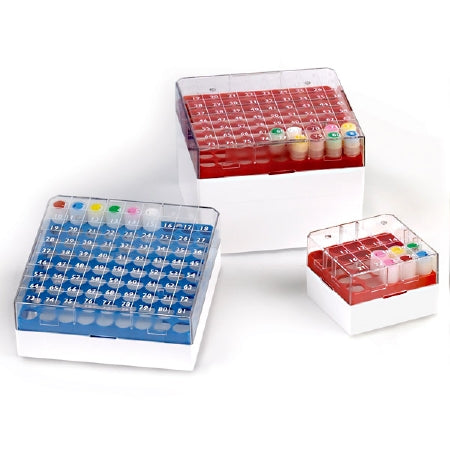 Globe Scientific Cryogenic / Freezer Storage Box Blue Polycarbonate 81 Vials - 3042B