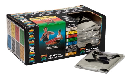 CanDo Low Powder - Exercise Resistance Band Silver 5 Inch X 4 Foot 2X-Heavy Resistance - 10-5246