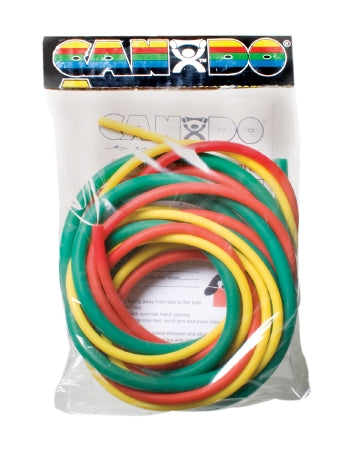 Fabrication Enterprises CanDo Low Powder PEP Pack Exercise Resistance Tubing Set Yellow / Red / Green 6 Foot Length Easy Resistance - 1271320