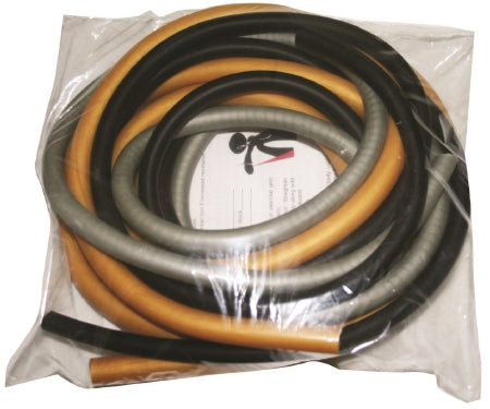 Fabrication Enterprises CanDo Low Powder PEP Pack Exercise Resistance Tubing Set Black / Silver / Gold 6 Foot Length X-Heavy to 3X-Heavy Resistance - 1272781
