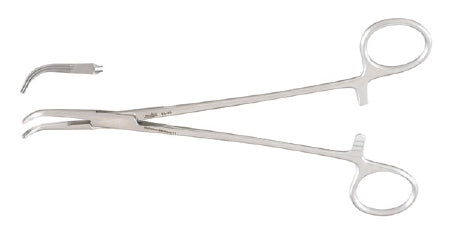 Miltex - Hemostatic Forceps Lower 7 Inch Length OR Grade German Stainless Steel NonSterile Ratchet Lock Finger Ring Handle Curved Longitudinally Serrated Tips - 14-46
