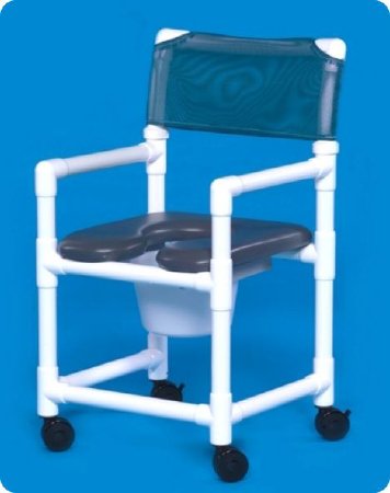 IPU - Commode / Shower Chair ipu Fixed Arm PVC Frame Mesh Back 21 Inch Seat Width - VL OF 17 P