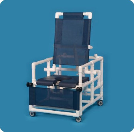 IPU Deluxe Oversize Commode / Shower Chair Fixed Arm PVC Frame Reclining Back - SCC260 RC OS TEAL