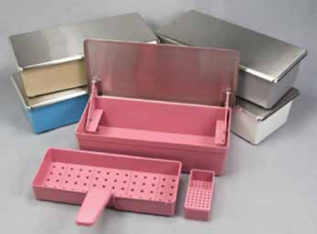 Miltex Miltex Instrument Soaking Tray 3 X 5 X 10-3/4 Inch, Standard, Blue, Stainless Steel, With Lid - 700225-2010-001