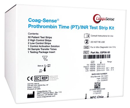 Coagusense Coag-Sense Professional Rapid Test Kit Blood Coagulation Test Prothrombin Time with INR (PT/INR) Whole Blood Sample CLIA Waived 50 Tests - 03P56-50