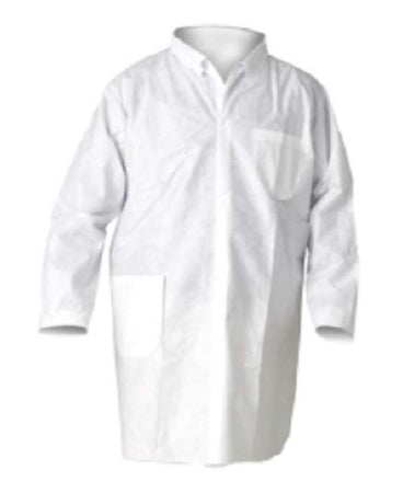 Kimberly Clark KleenGuard A20 Lab Coat White Large Long Sleeves Knee Length - 10029