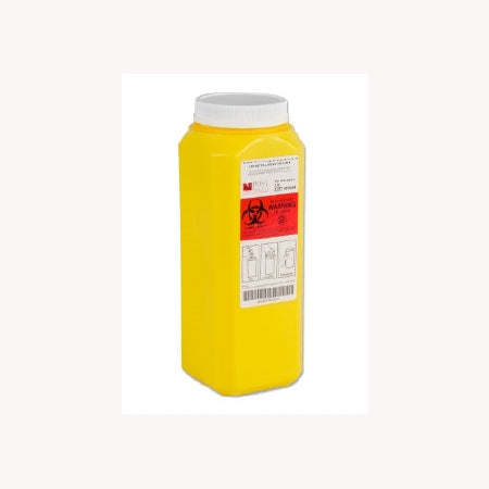 Post Medical Chemotherapy Container 1-Piece 2 Quart Yellow Base / White Lid Screw Lid - WD-200Y-1