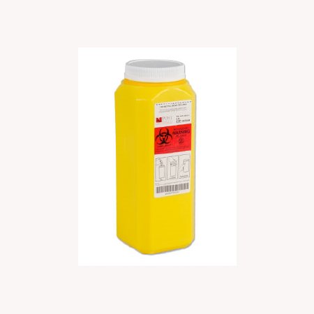 Post - Chemotherapy Waste Container 9-15/16 H X 3 W X 3 D Inch 0.5 Gallon Yellow Base / White Lid Vertical Entry Screw On Lid - WD-200Y-1