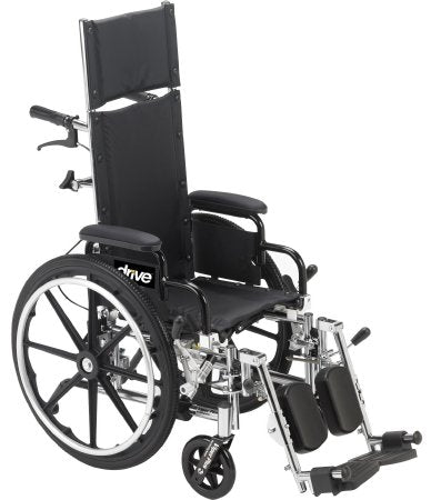 drive Viper Plus Heavy Duty - Lightweight Reclining Wheelchair Dual Axle Desk Length Arm Swing-Away Elevating Legrest Black Upholstery 14 Inch Seat Width Pediatric 250 lbs. Weight Capacity - PL414RBDDA