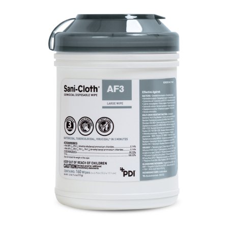 Sani-Cloth AF3 - Surface Disinfectant Cleaner Premoistened Germicidal Manual Pull Wipe 160 Count Canister Mild Scent NonSterile - P13872