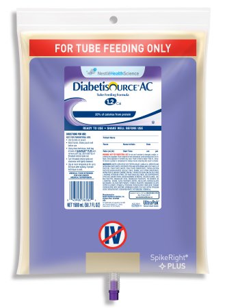Nestle Healthcare Nutrition Diabetisource AC Tube Feeding Formula 1500 mL Bag Ready to Hang Unflavored Adult - 10043900365838